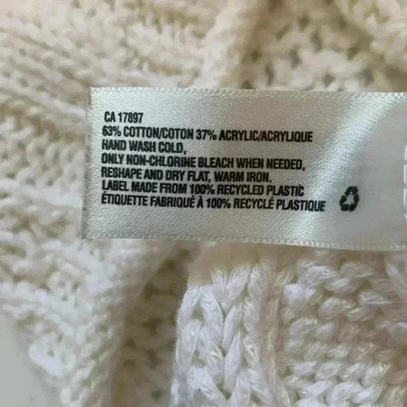 Gap Ivory 3/4 Length Long Loose Knit Sweater XS Cotton/Acrylic Blend - Picture 6 of 6